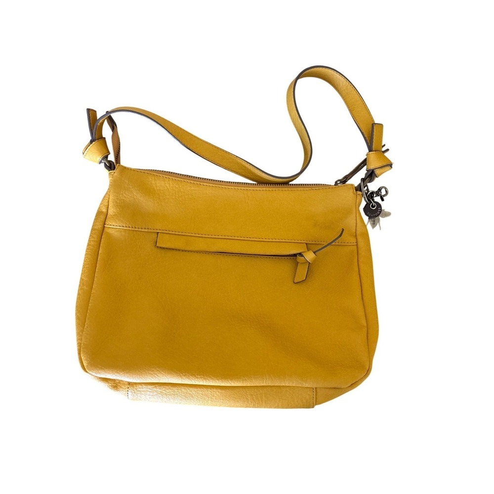 Market & Spruce Mustard Yellow Faux Leather Crossbody Bag with Bee Charm Cottage